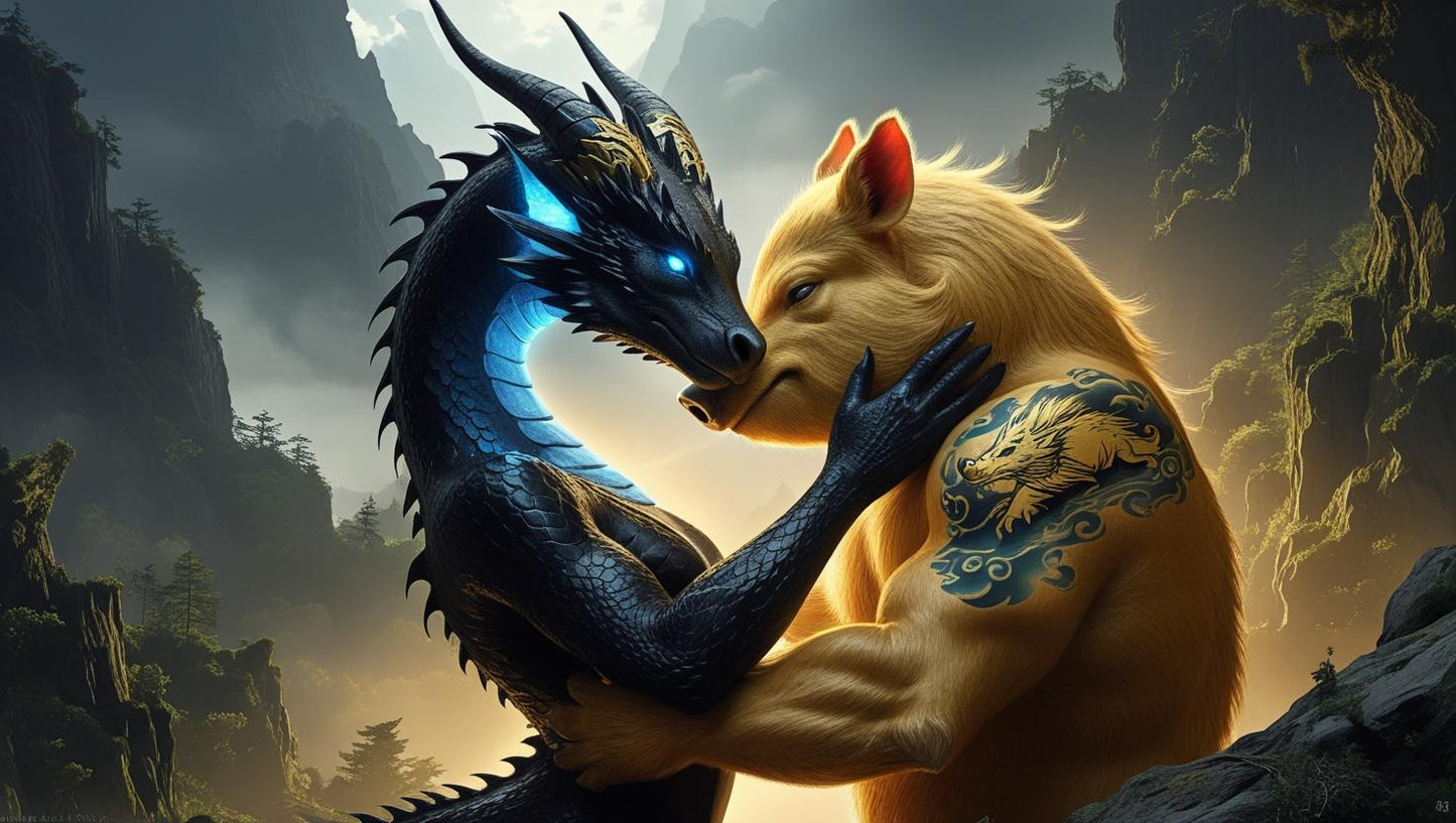 Dragon with Pig (Lunar Zodiac)