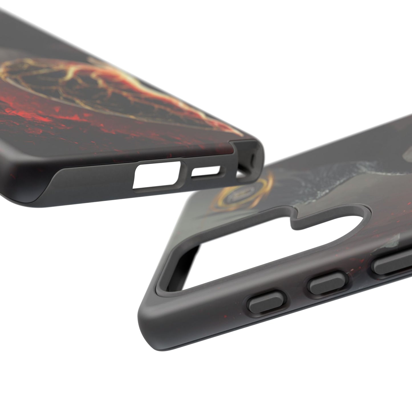 Couples Phone Case — Black Phoenix & White Dragon Heart Design (For Him)