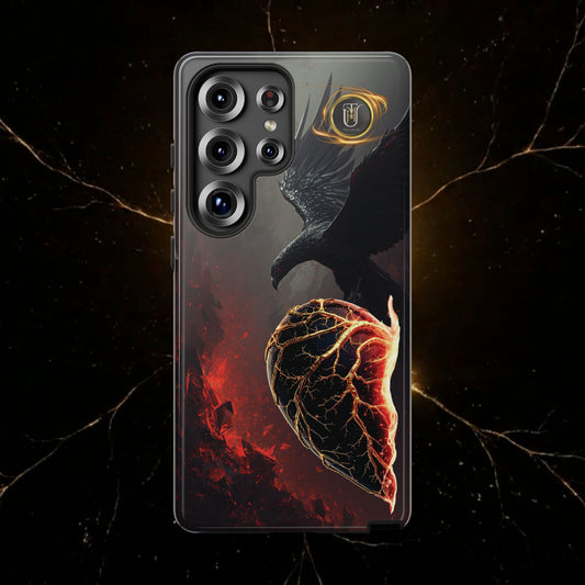 Couples Phone Case — Black Phoenix & White Dragon Heart Design (For Him)