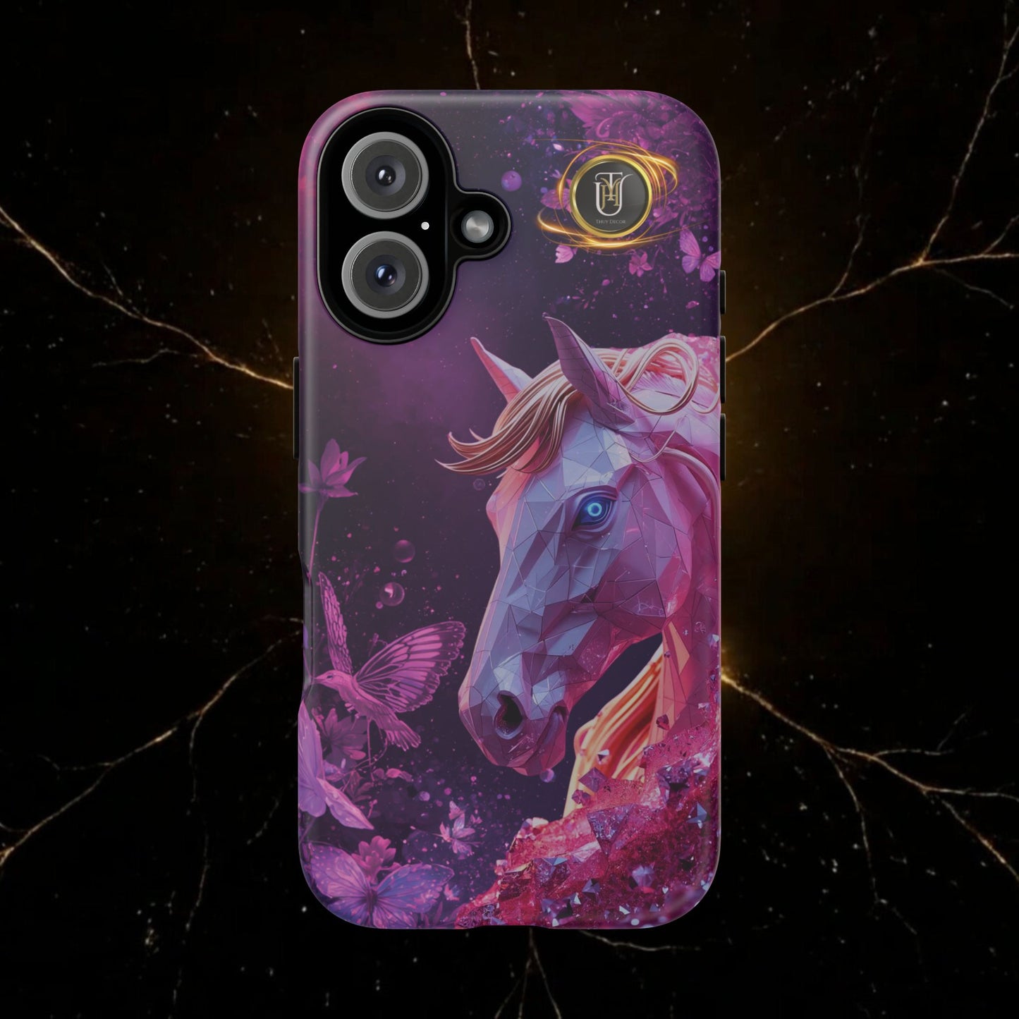 Quantum Pink Lunar Diamond Horse Tough Case — 2026 Pink Horse Phone Case