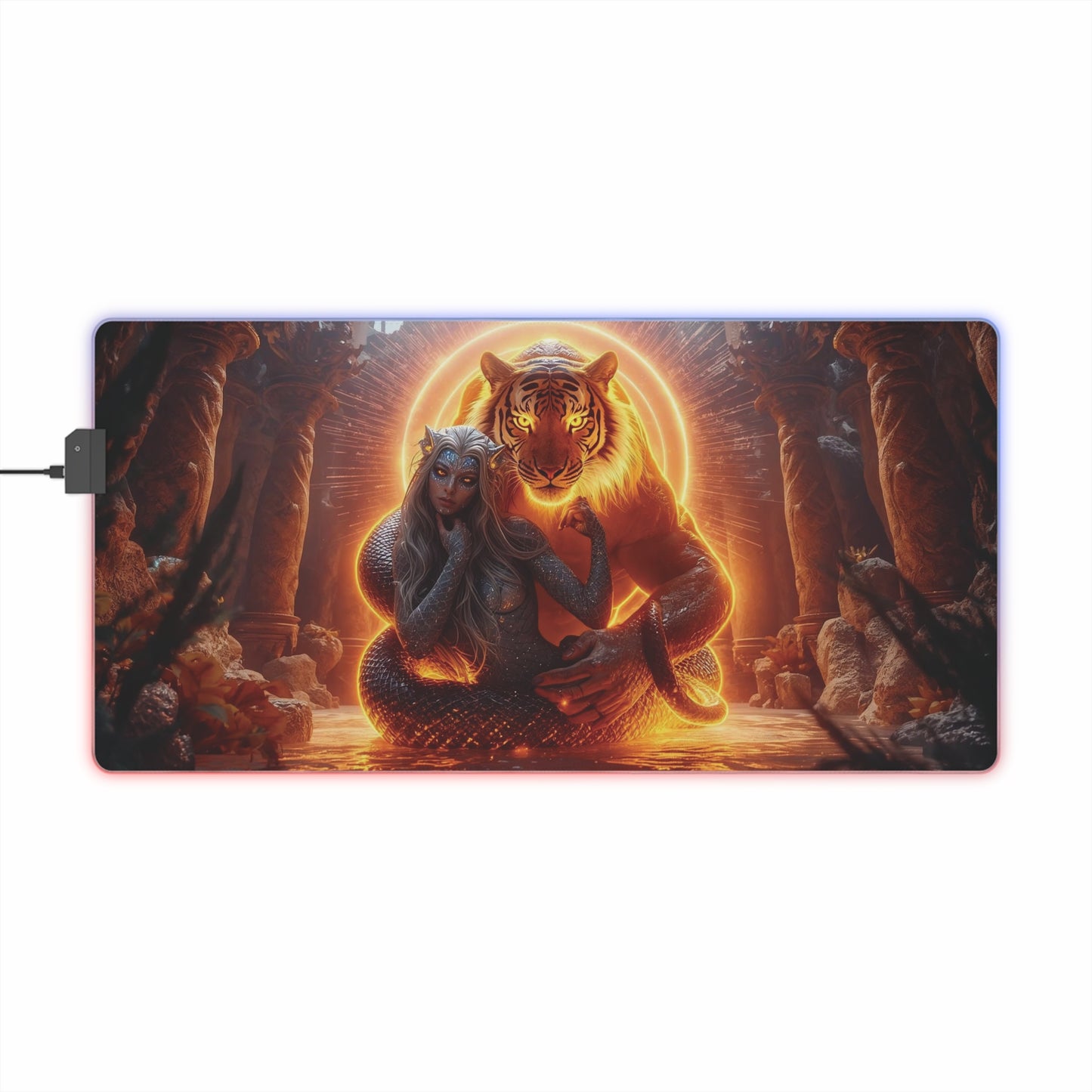 10K Lady Snake & Tiger "The Queen" - LED Gaming Mouse Pad