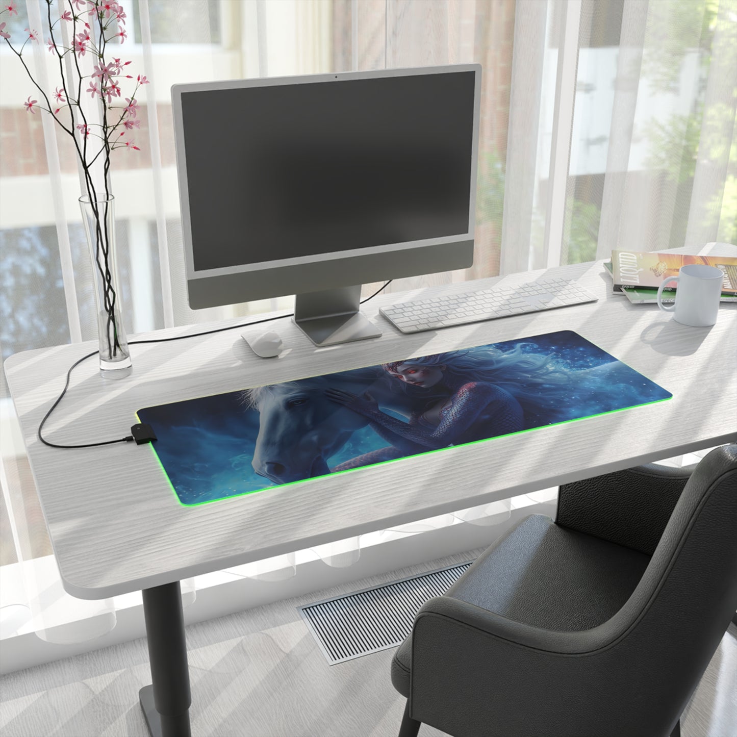 Lady Snake & Horse Lunar Zodiac LED Gaming Mouse Pad