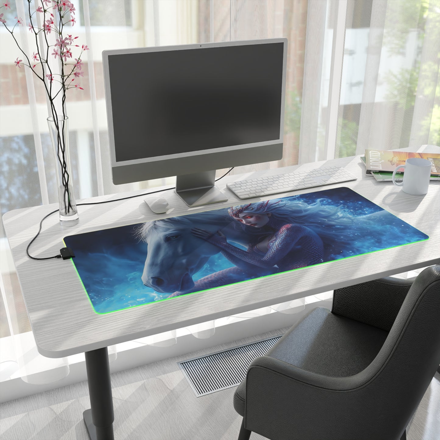 Lady Snake & Horse Lunar Zodiac LED Gaming Mouse Pad