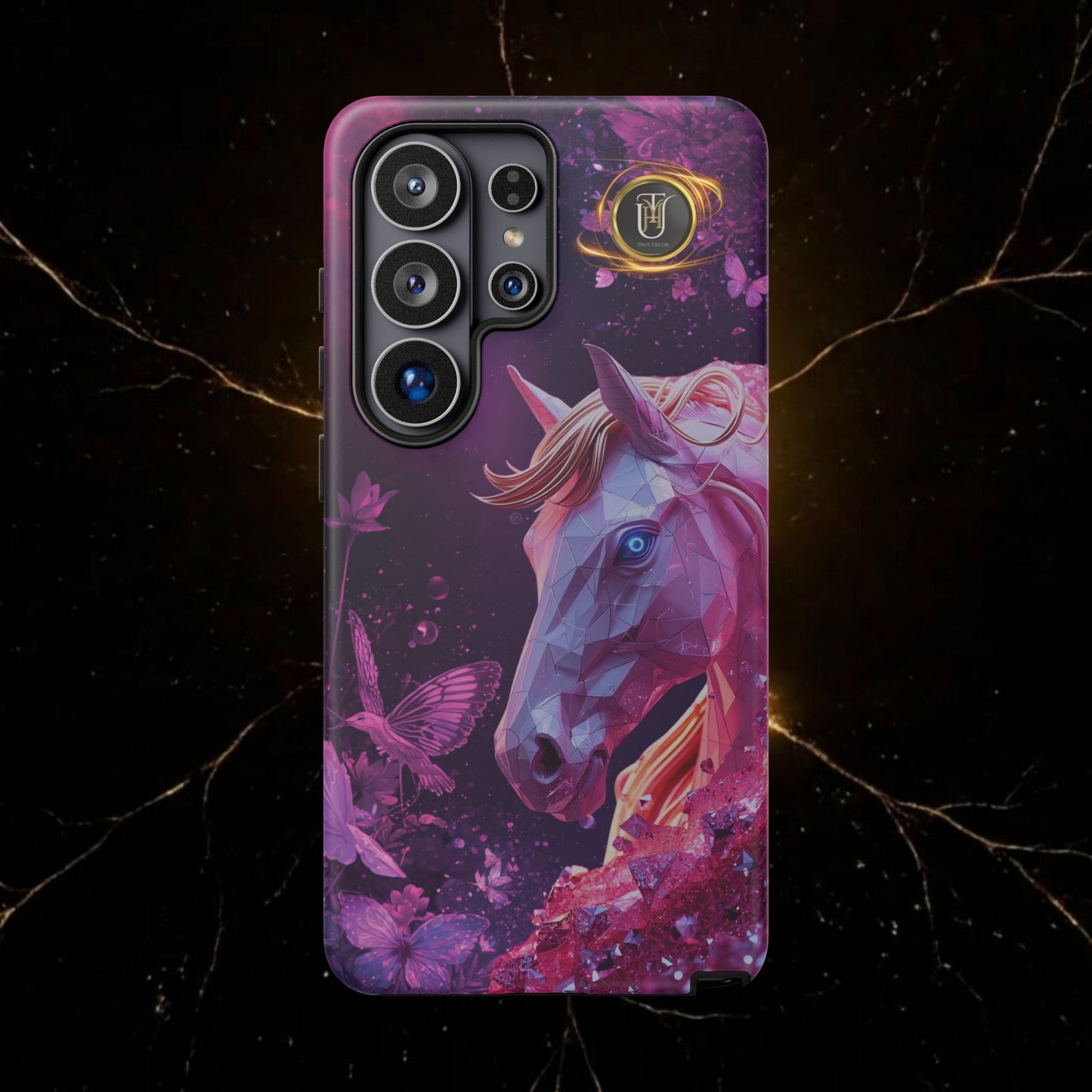 Quantum Pink Lunar Diamond Horse Tough Case — 2026 Pink Horse Phone Case