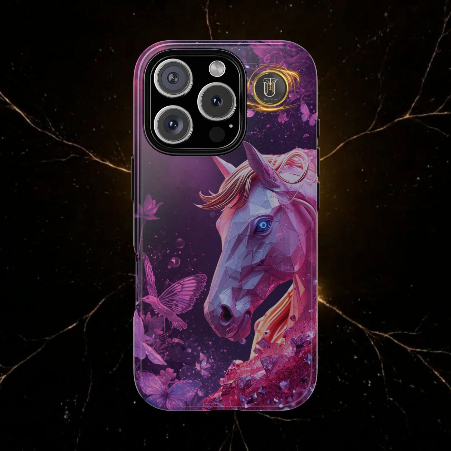 Quantum Pink Lunar Diamond Horse Tough Case — 2026 Pink Horse Phone Case
