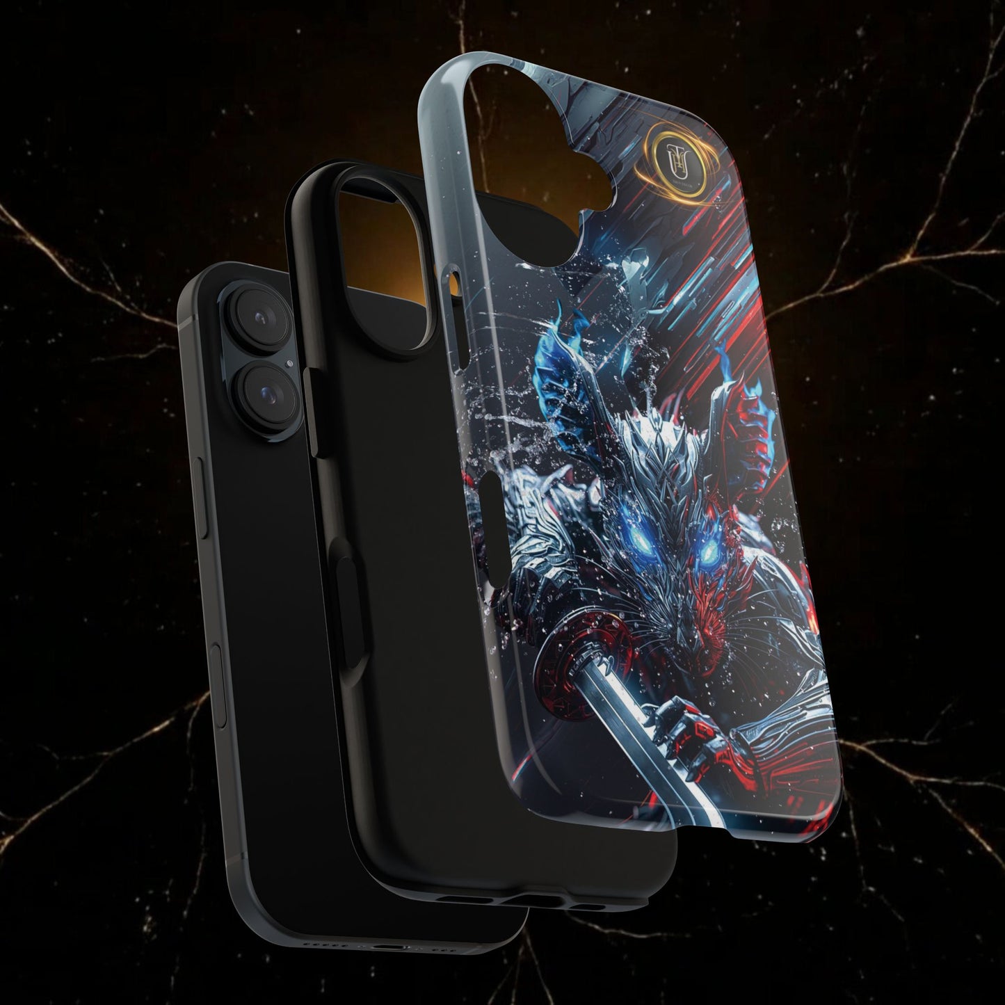 Lunar Metal Rat Samurai Phone Case — Warrior Rodent Armor Design