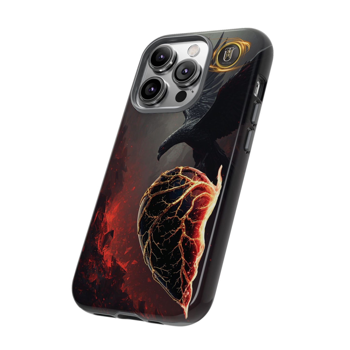 Couples Phone Case — Black Phoenix & White Dragon Heart Design (For Him)