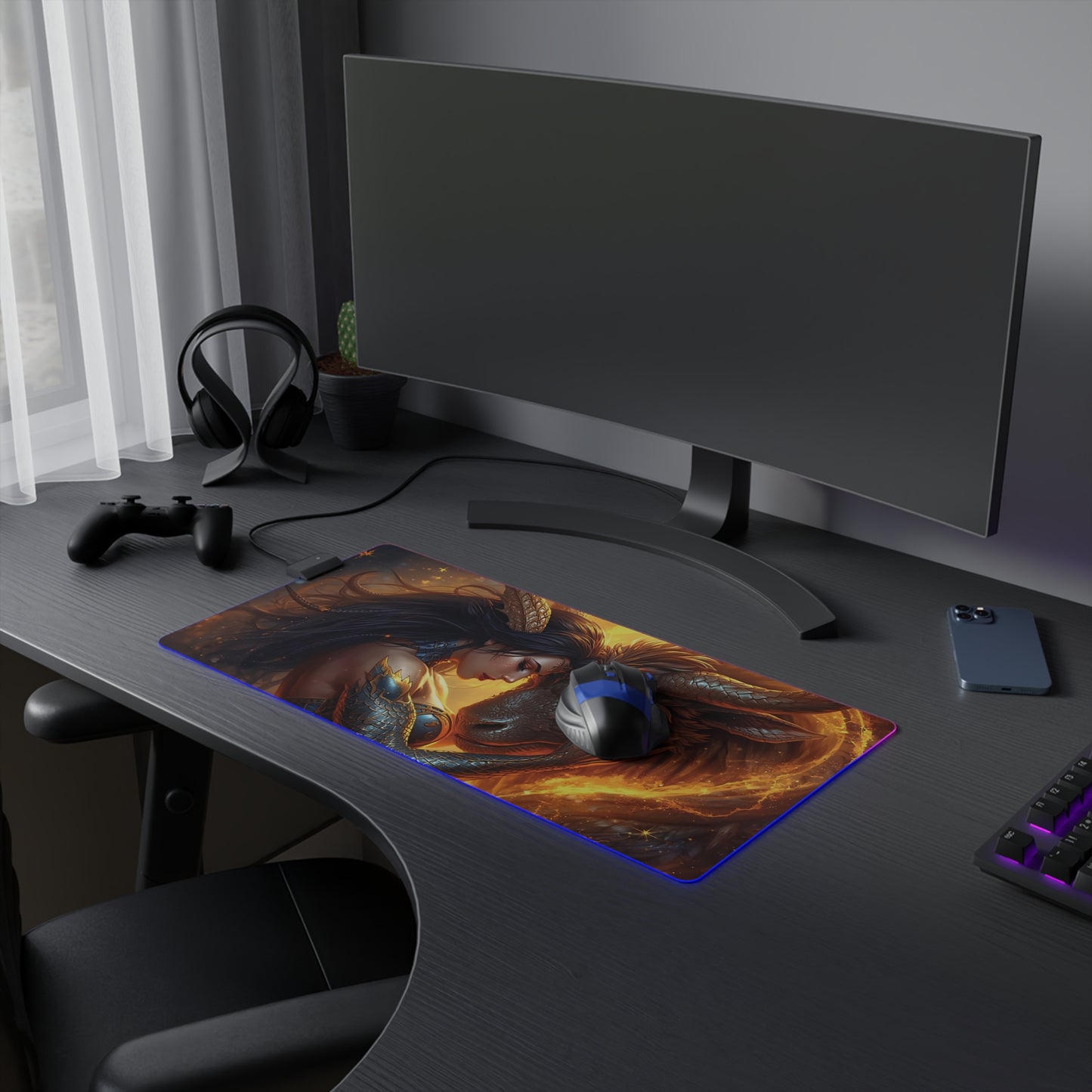 Lady Dragon & Ox Lunar Zodiacs LED Gaming Mouse Pad