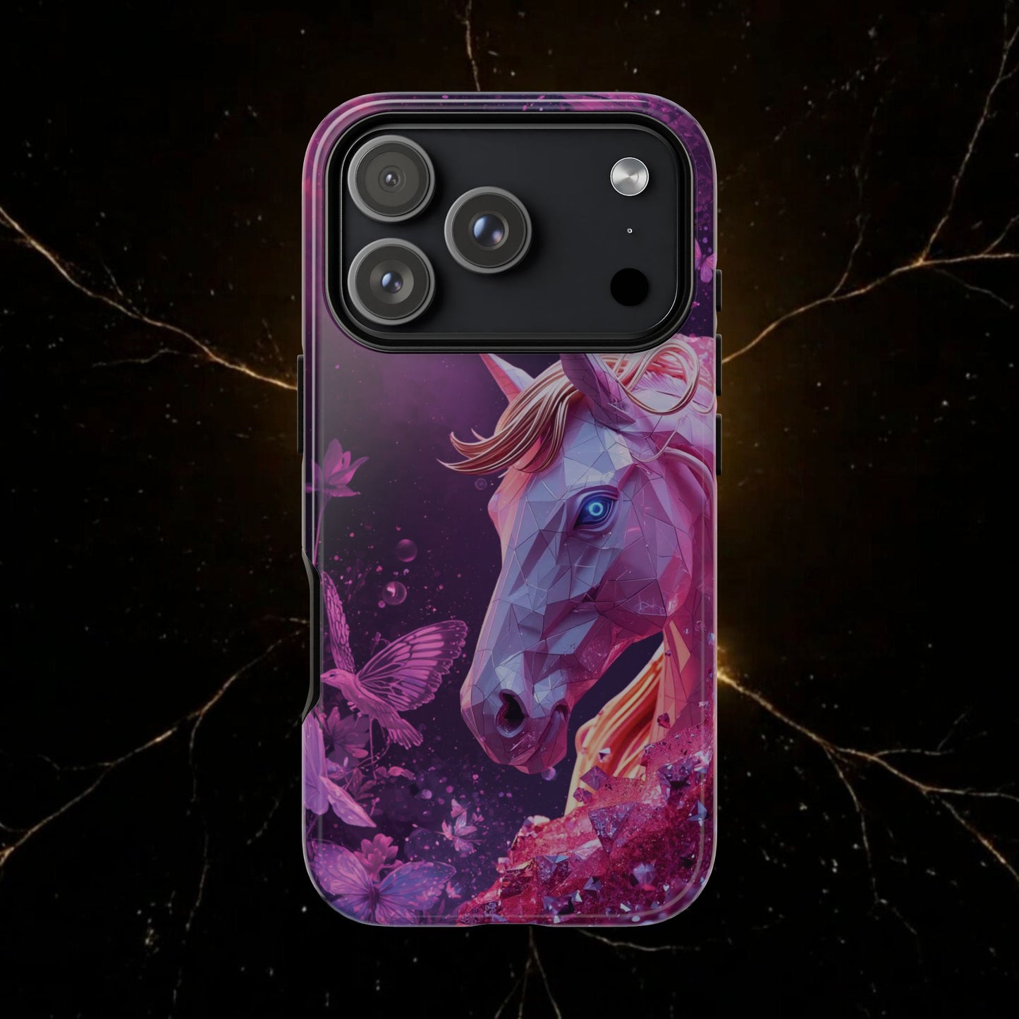 Quantum Pink Lunar Diamond Horse Tough Case — 2026 Pink Horse Phone Case