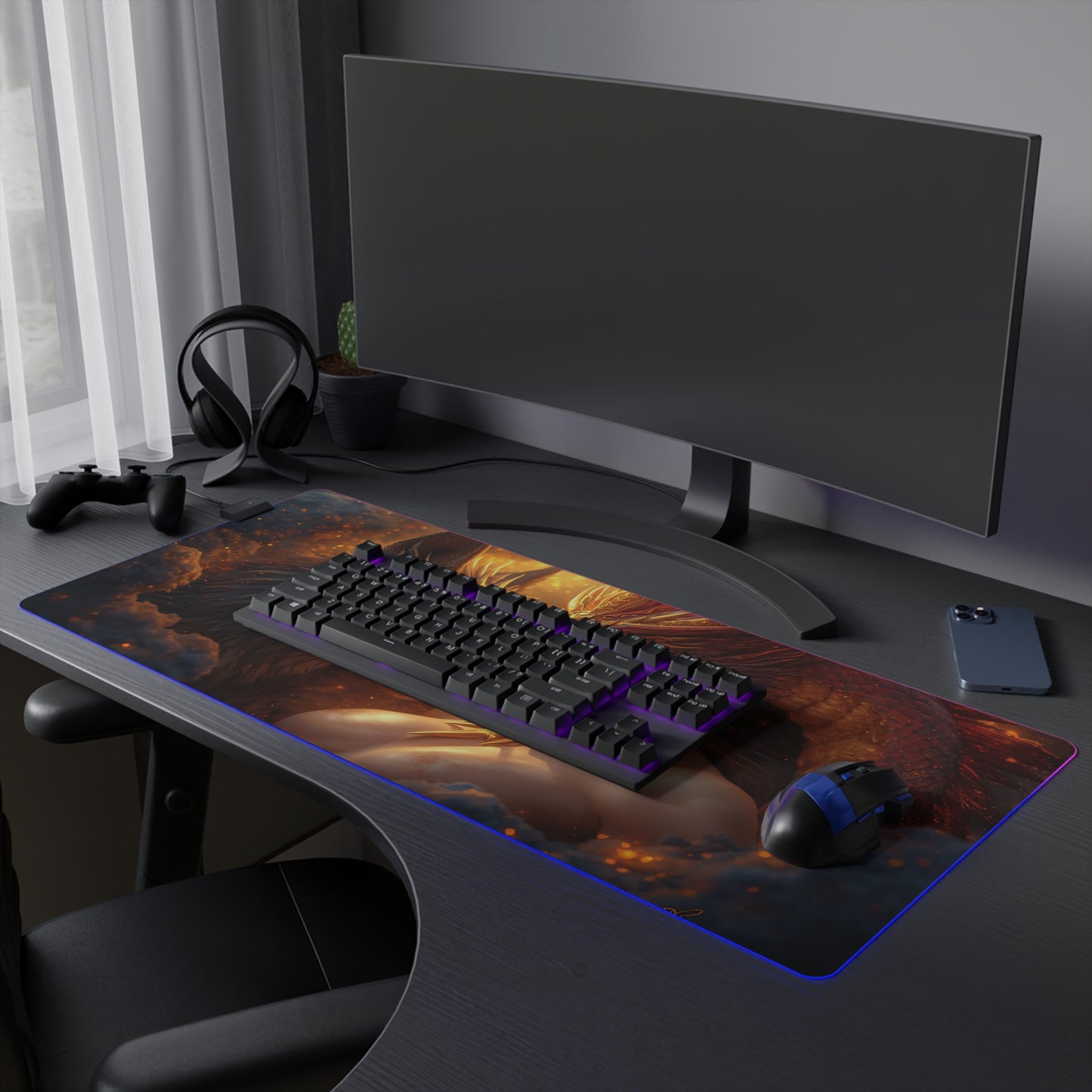 Lady Dragon & Dog Lunar Zodiac LED Gaming Mouse Pad