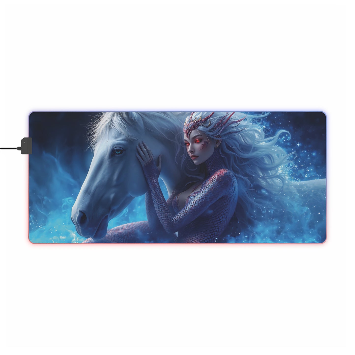 Lady Snake & Horse Lunar Zodiac LED Gaming Mouse Pad