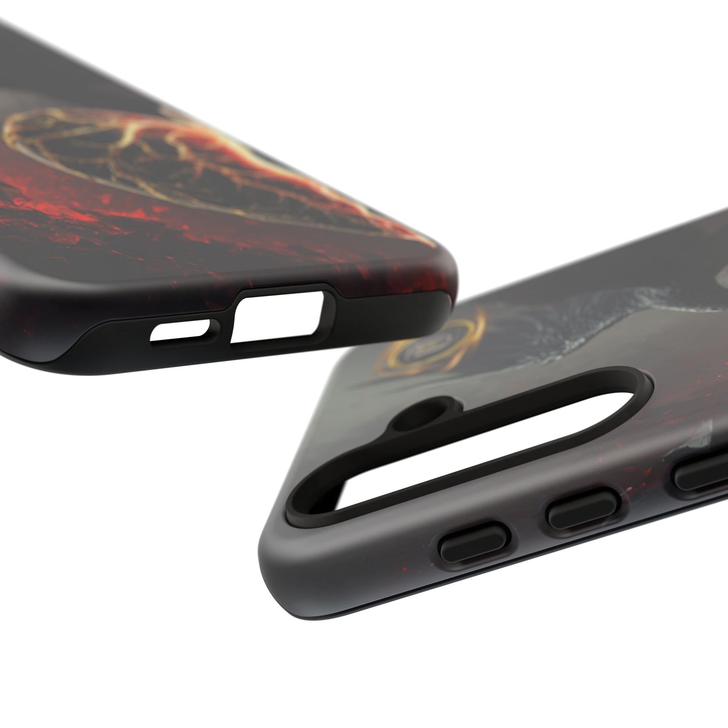 Couples Phone Case — Black Phoenix & White Dragon Heart Design (For Him)