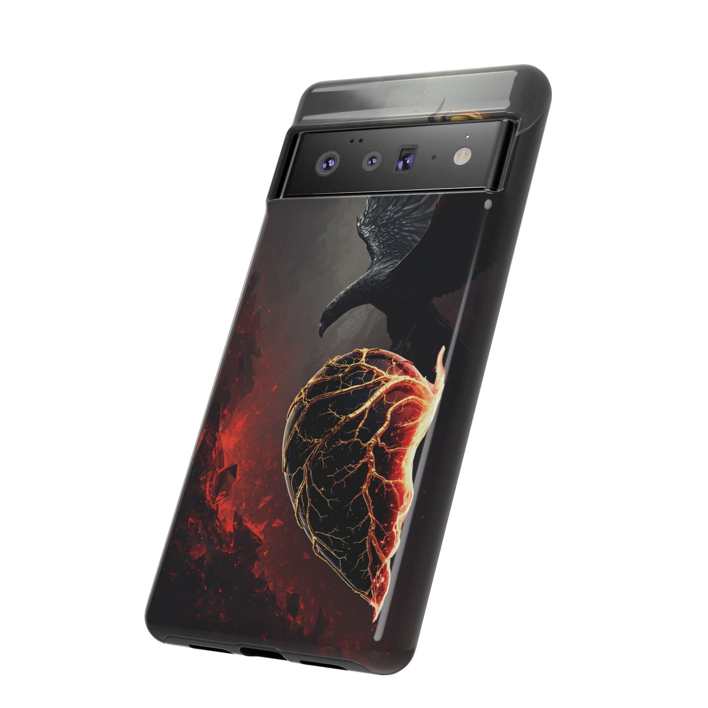 Couples Phone Case — Black Phoenix & White Dragon Heart Design (For Him)