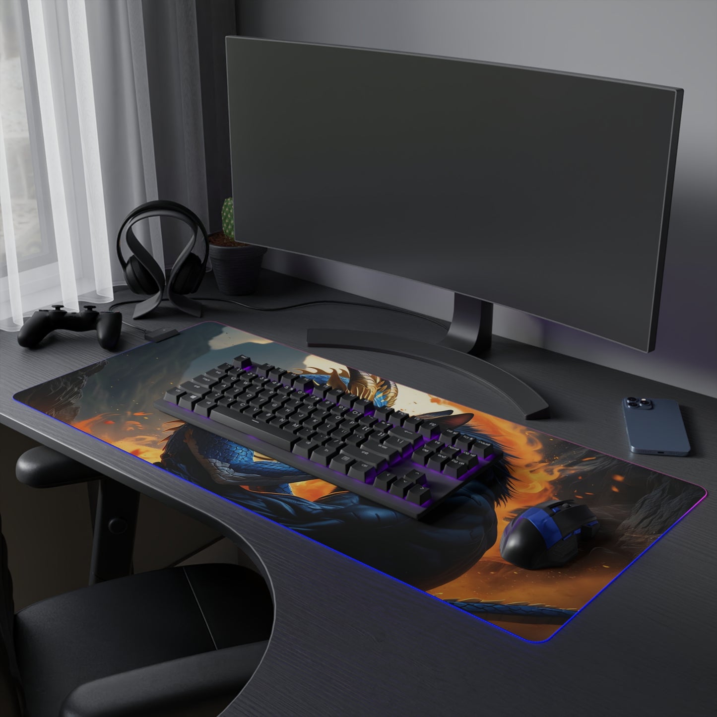 Lady Dragon & Rat Lunar Zodiacs Design LED Gaming Mouse Pad