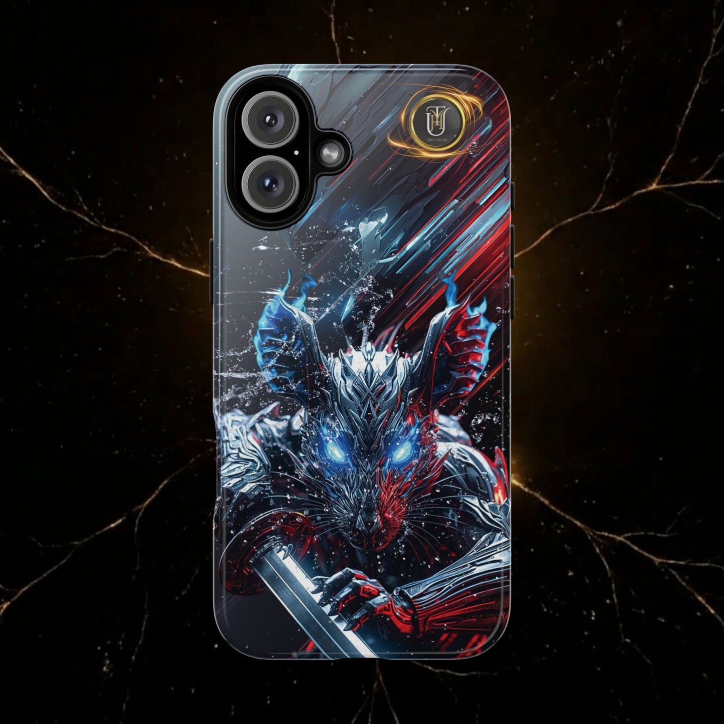 Lunar Metal Rat Samurai Phone Case — Warrior Rodent Armor Design