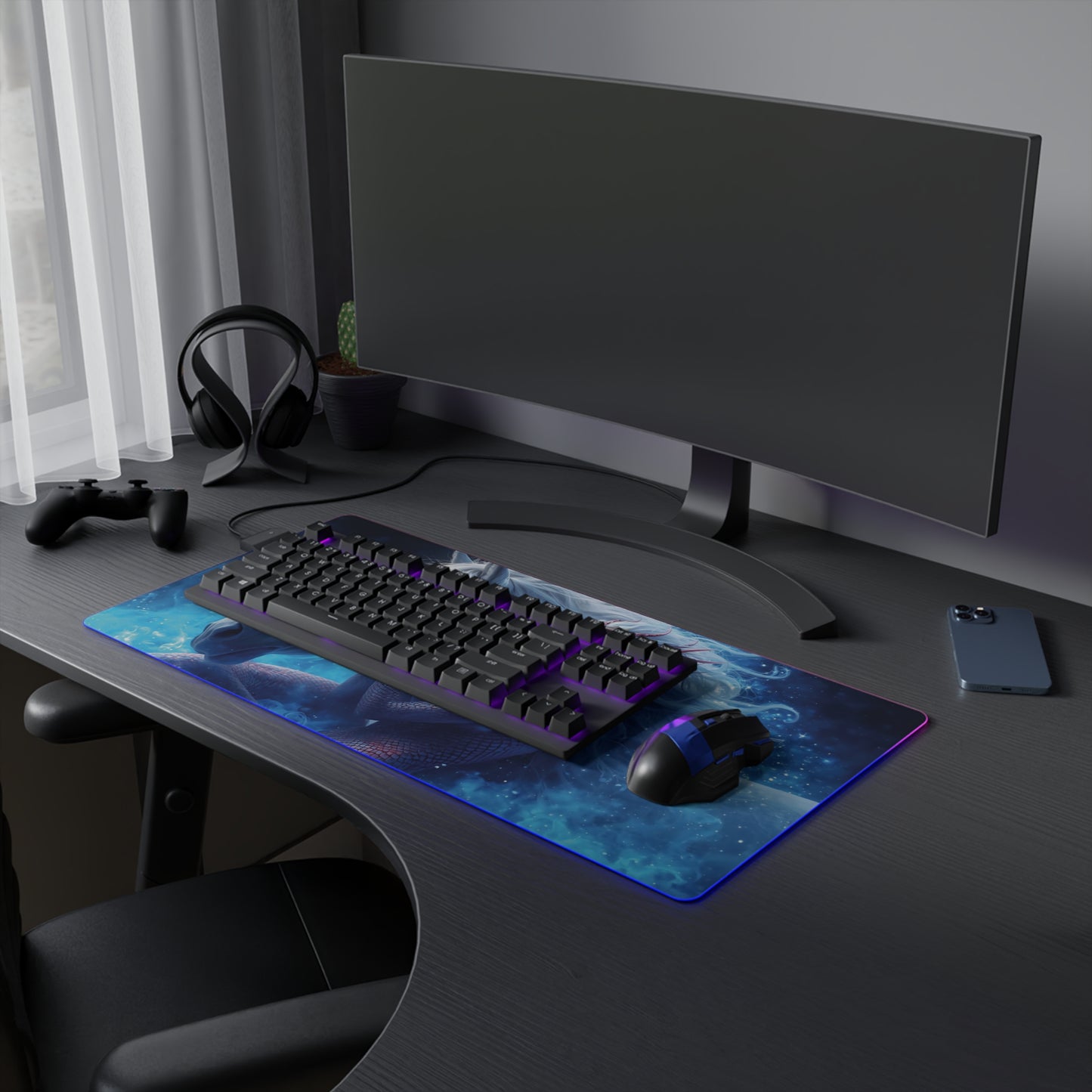 Lady Snake & Horse Lunar Zodiac LED Gaming Mouse Pad