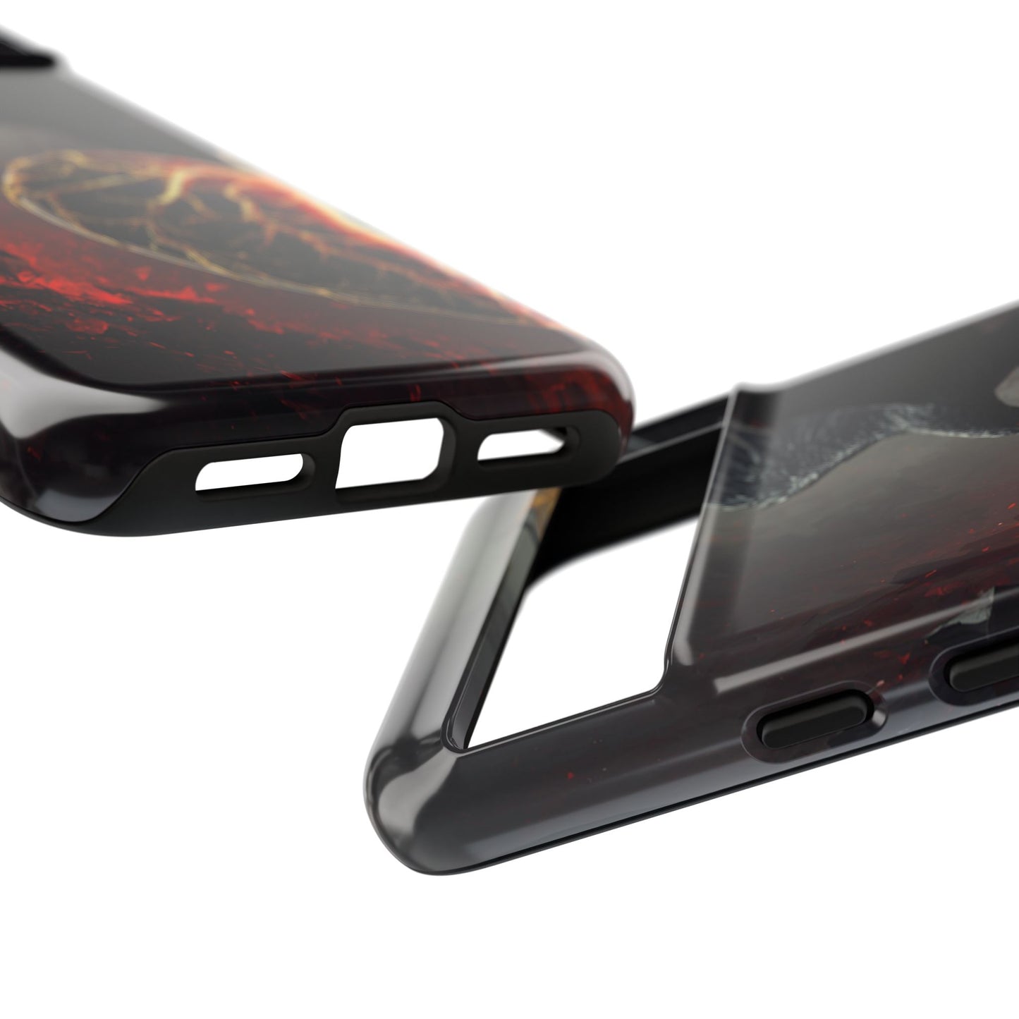 Couples Phone Case — Black Phoenix & White Dragon Heart Design (For Him)