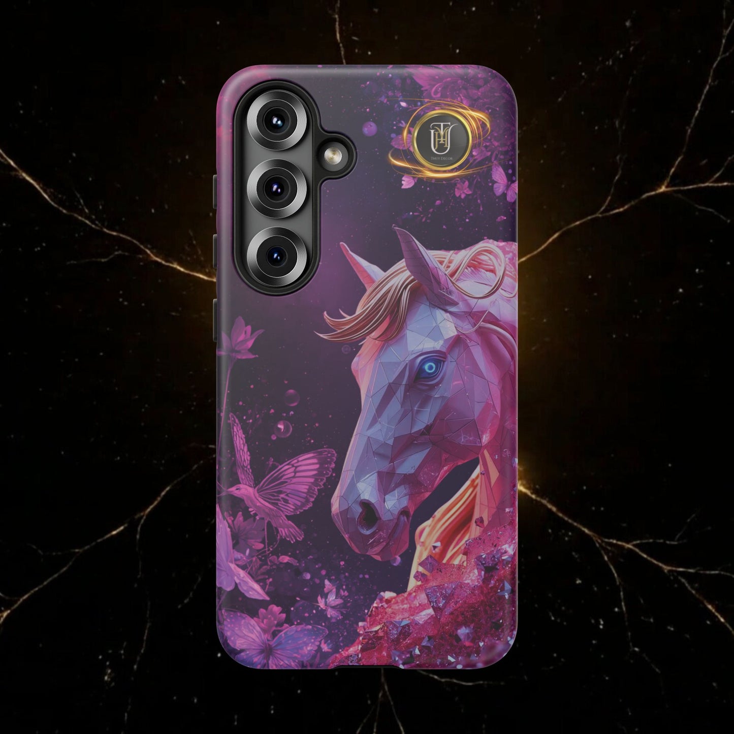 Quantum Pink Lunar Diamond Horse Tough Case — 2026 Pink Horse Phone Case