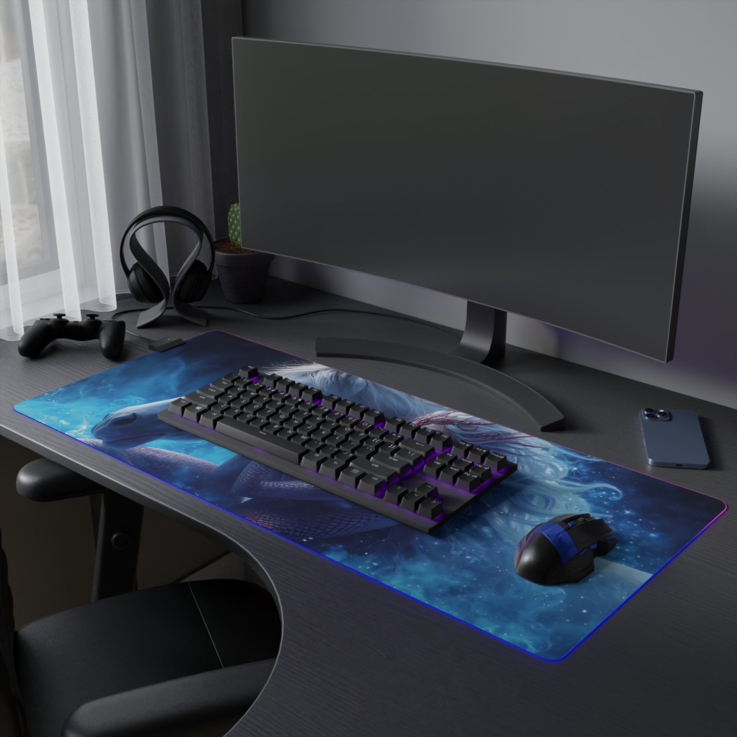 Lady Snake & Horse Lunar Zodiac LED Gaming Mouse Pad