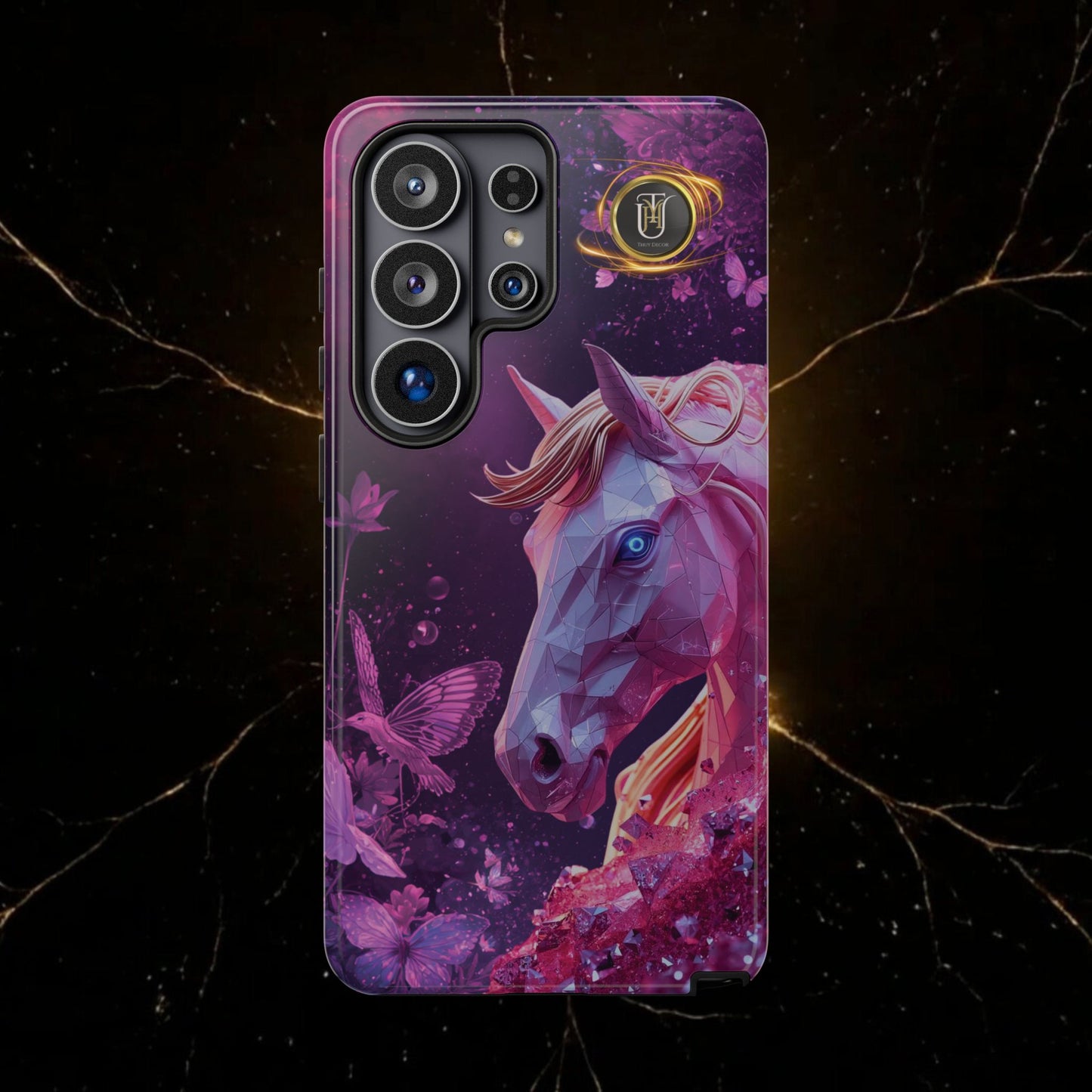 Quantum Pink Lunar Diamond Horse Tough Case — 2026 Pink Horse Phone Case
