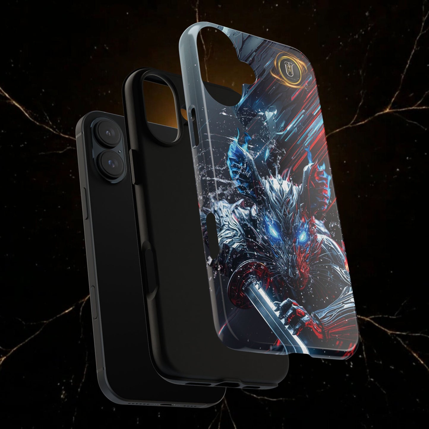 Lunar Metal Rat Samurai Phone Case — Warrior Rodent Armor Design