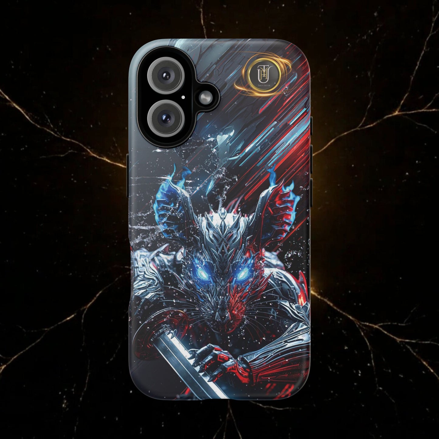 Lunar Metal Rat Samurai Phone Case — Warrior Rodent Armor Design