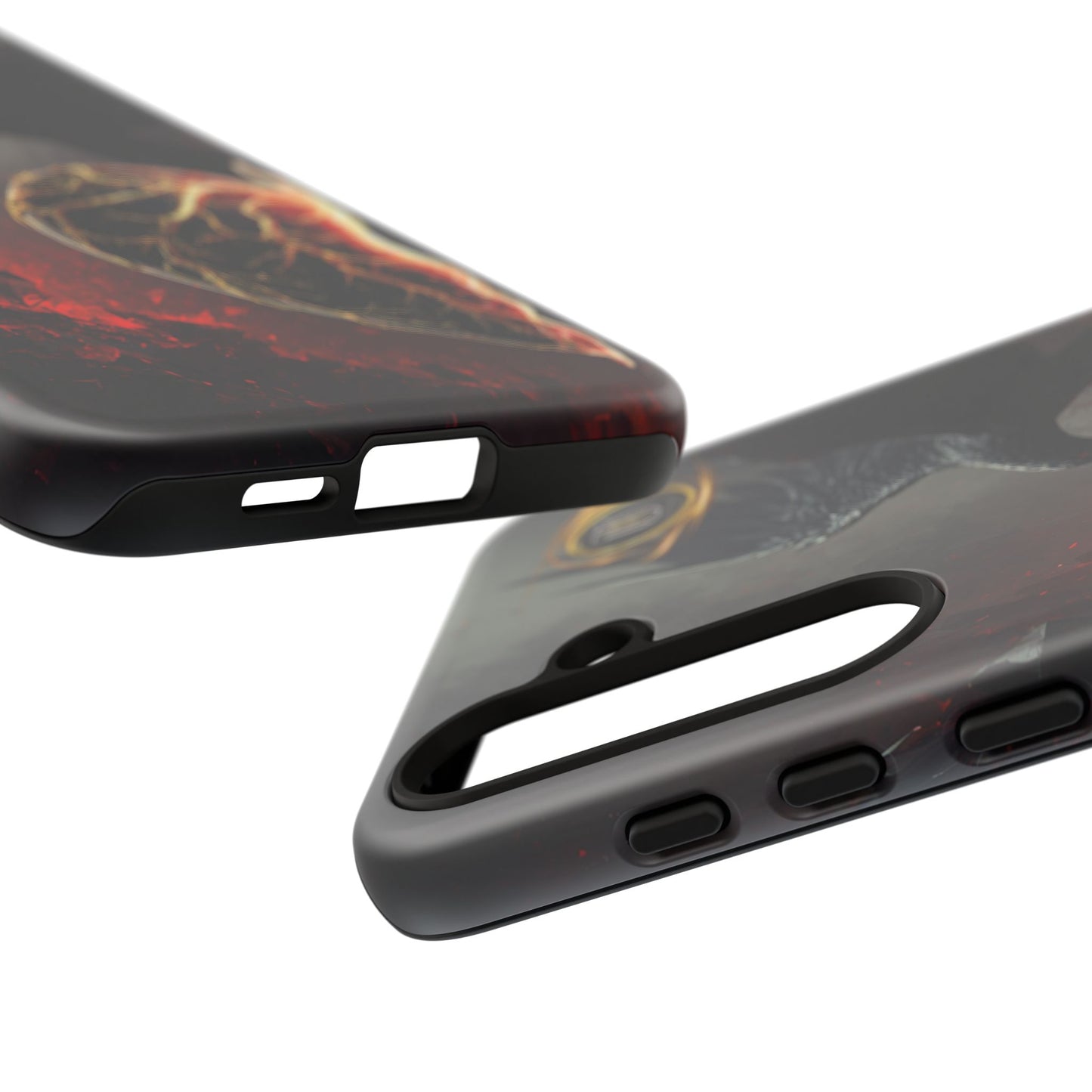 Couples Phone Case — Black Phoenix & White Dragon Heart Design (For Him)