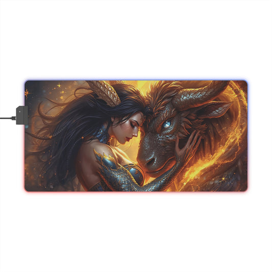 Lady Dragon & Ox Lunar Zodiacs LED Gaming Mouse Pad