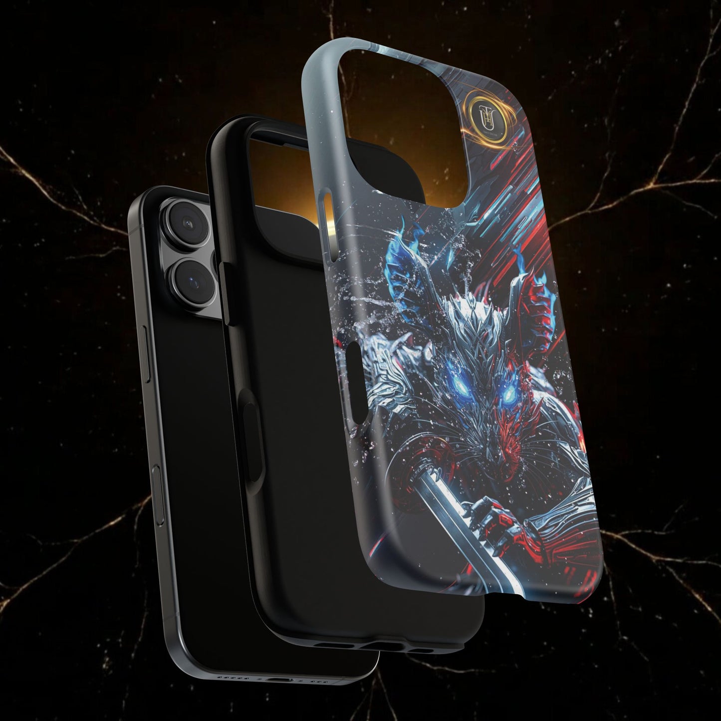 Lunar Metal Rat Samurai Phone Case — Warrior Rodent Armor Design