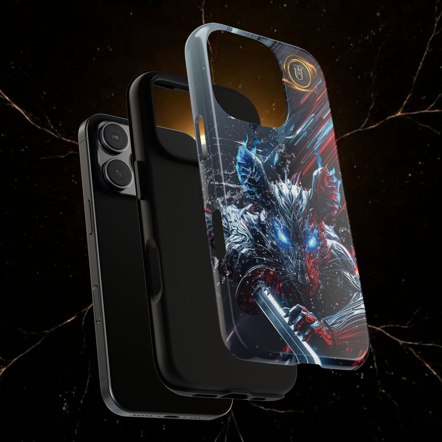 Lunar Metal Rat Samurai Phone Case — Warrior Rodent Armor Design