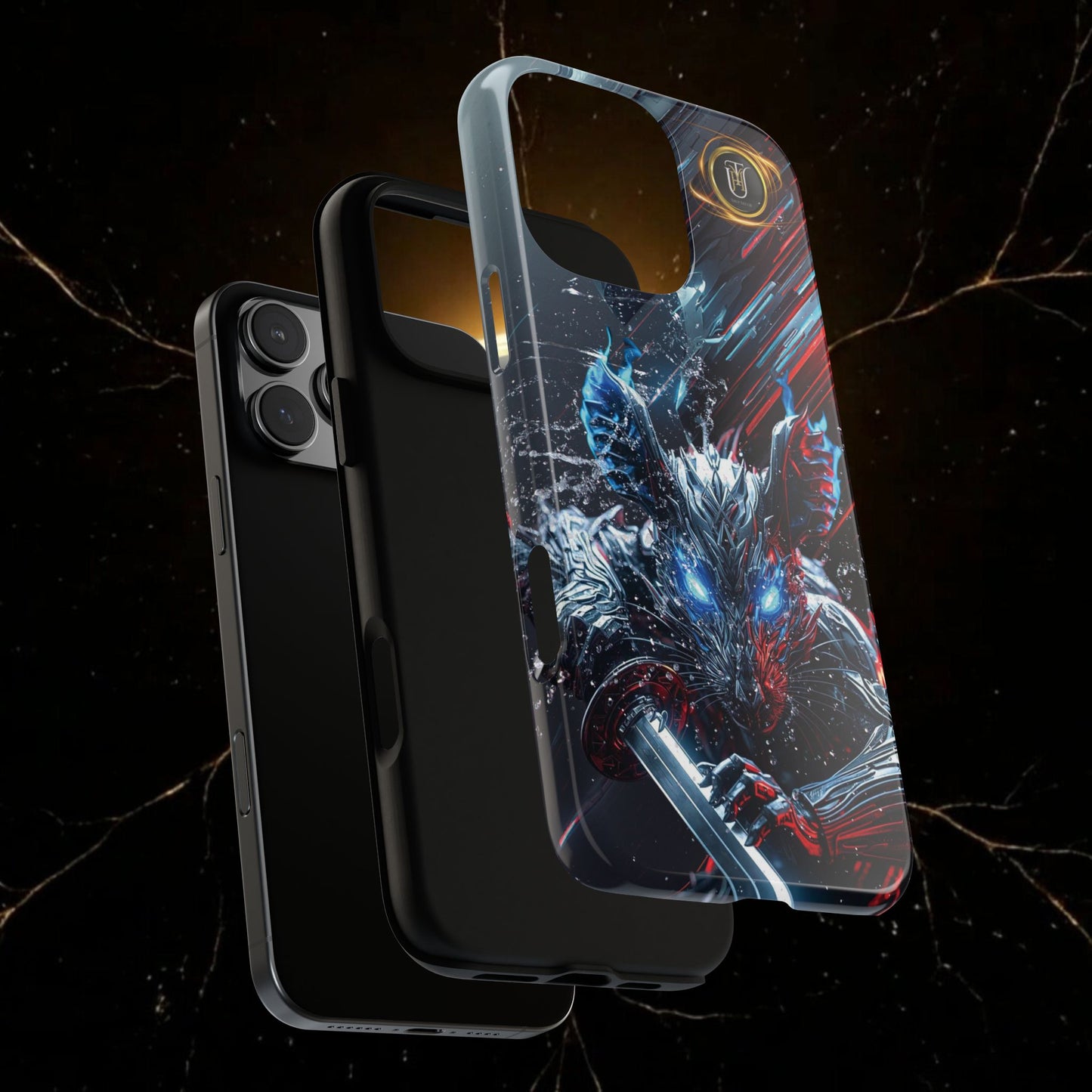 Lunar Metal Rat Samurai Phone Case — Warrior Rodent Armor Design