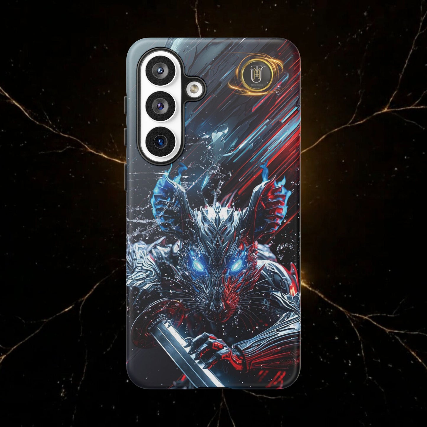 Lunar Metal Rat Samurai Phone Case — Warrior Rodent Armor Design