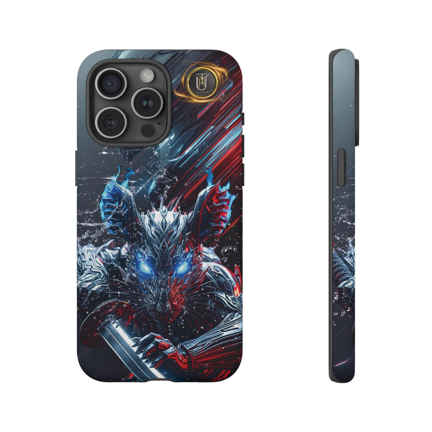 Lunar Metal Rat Samurai Phone Case — Warrior Rodent Armor Design