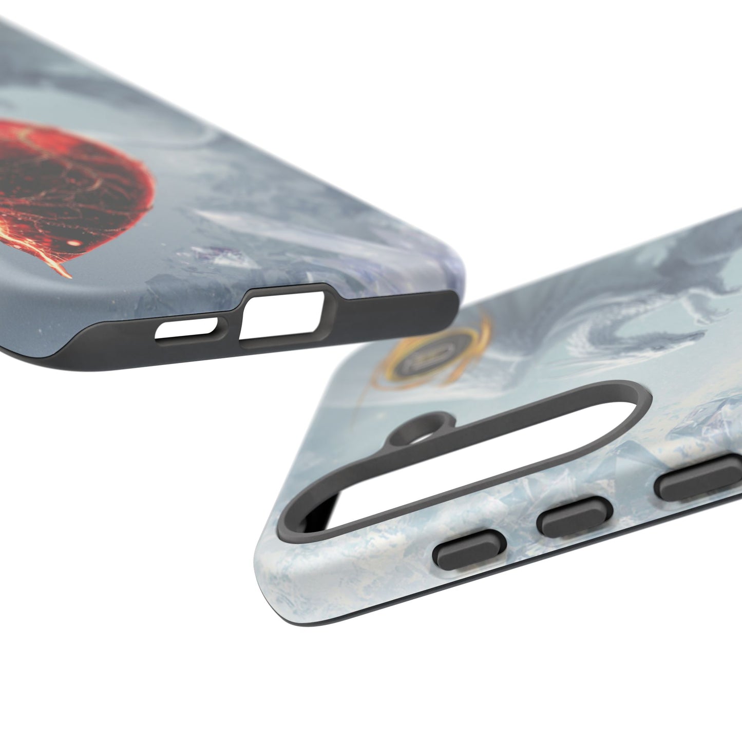 Couples Phone Case — Black Phoenix & White Dragon Heart Design (For Her))
