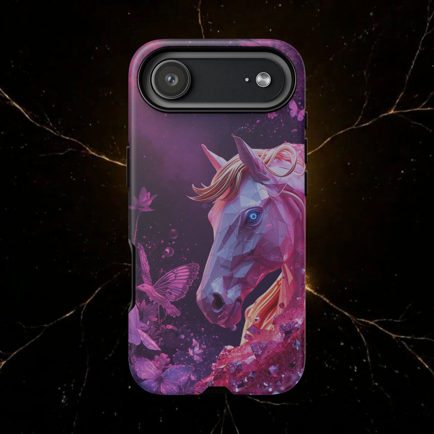 Quantum Pink Lunar Diamond Horse Tough Case — 2026 Pink Horse Phone Case