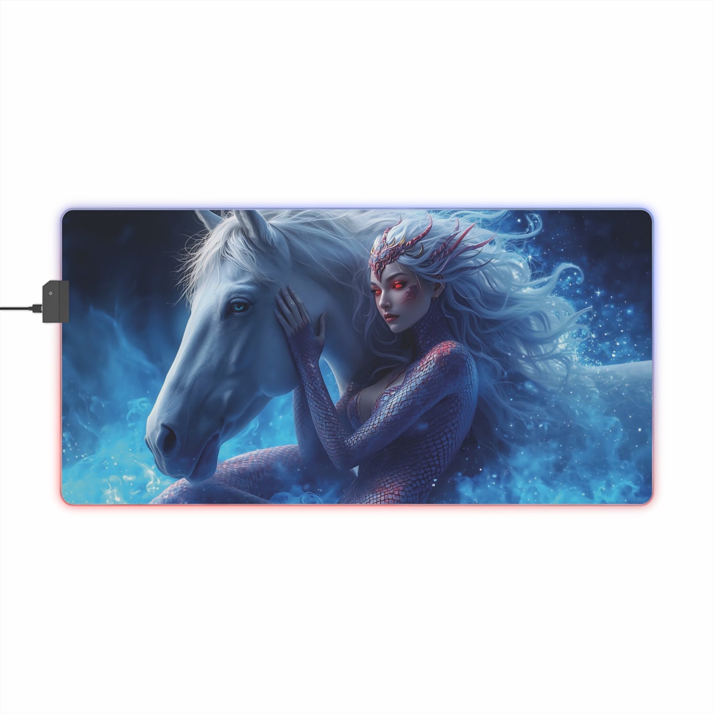 Lady Snake & Horse Lunar Zodiac LED Gaming Mouse Pad