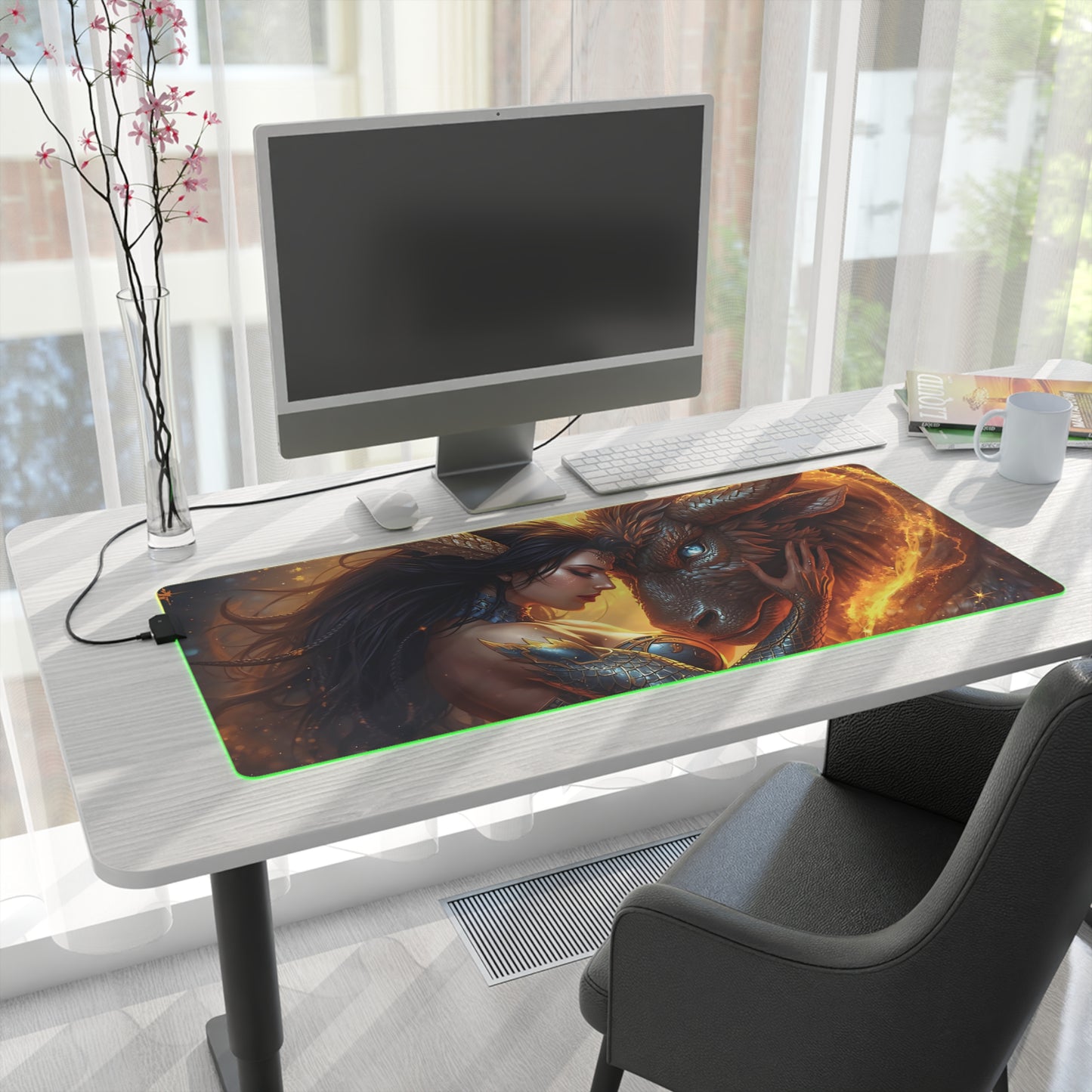 Lady Dragon & Ox Lunar Zodiacs LED Gaming Mouse Pad