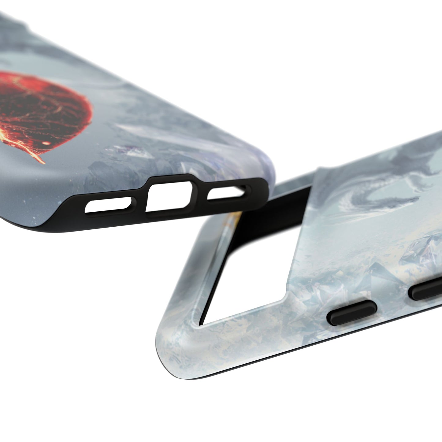 Couples Phone Case — Black Phoenix & White Dragon Heart Design (For Her))