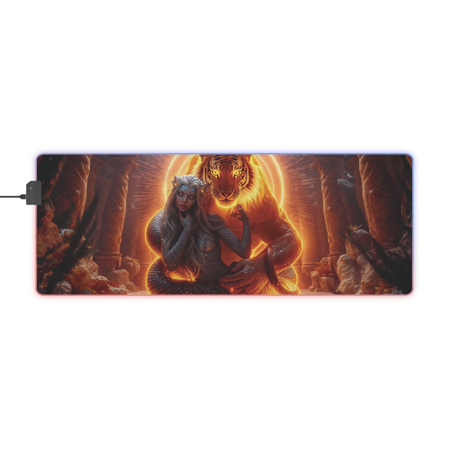 10K Lady Snake & Tiger "The Queen" - LED Gaming Mouse Pad