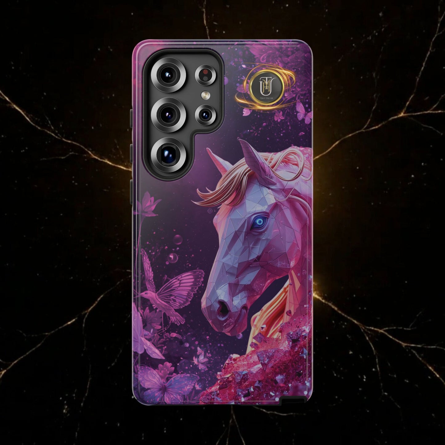 Quantum Pink Lunar Diamond Horse Tough Case — 2026 Pink Horse Phone Case