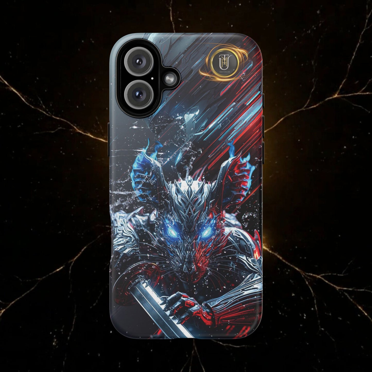 Lunar Metal Rat Samurai Phone Case — Warrior Rodent Armor Design