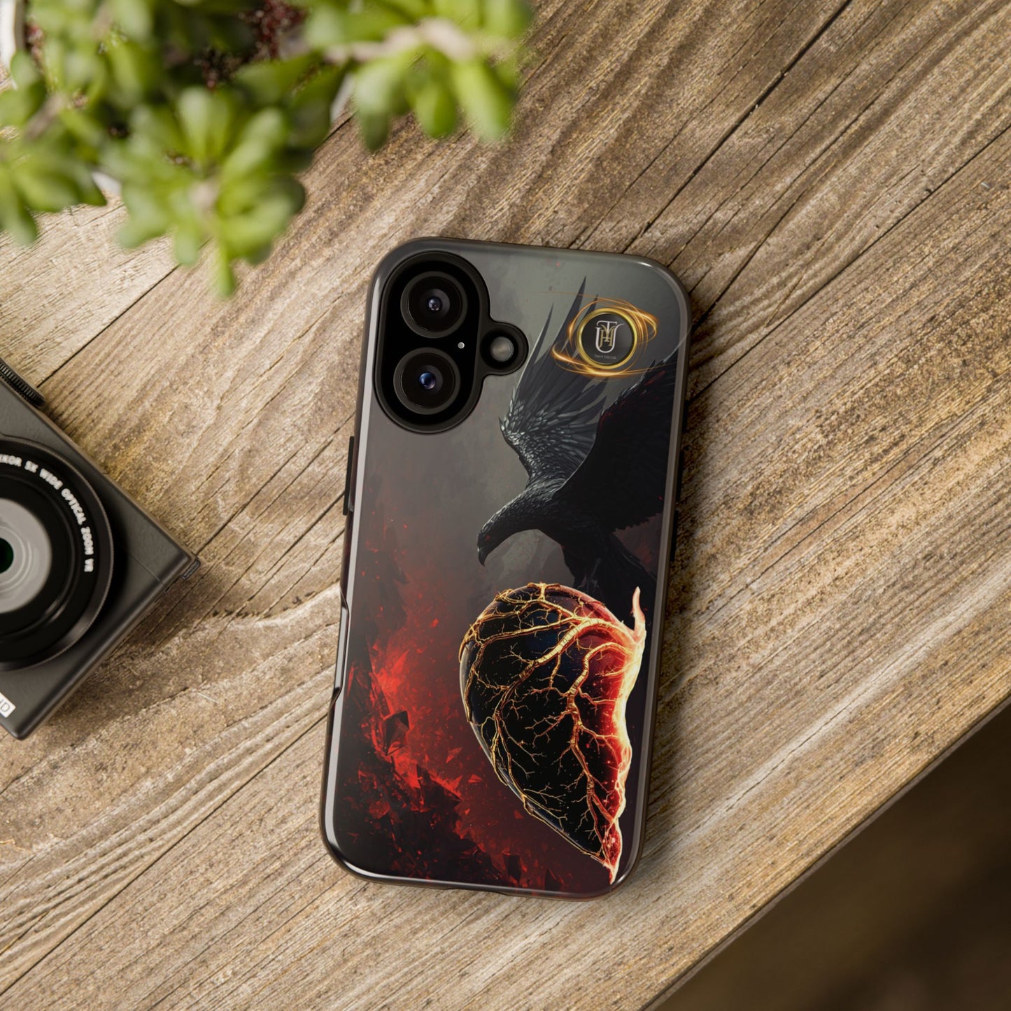 Couples Phone Case — Black Phoenix & White Dragon Heart Design (For Him)