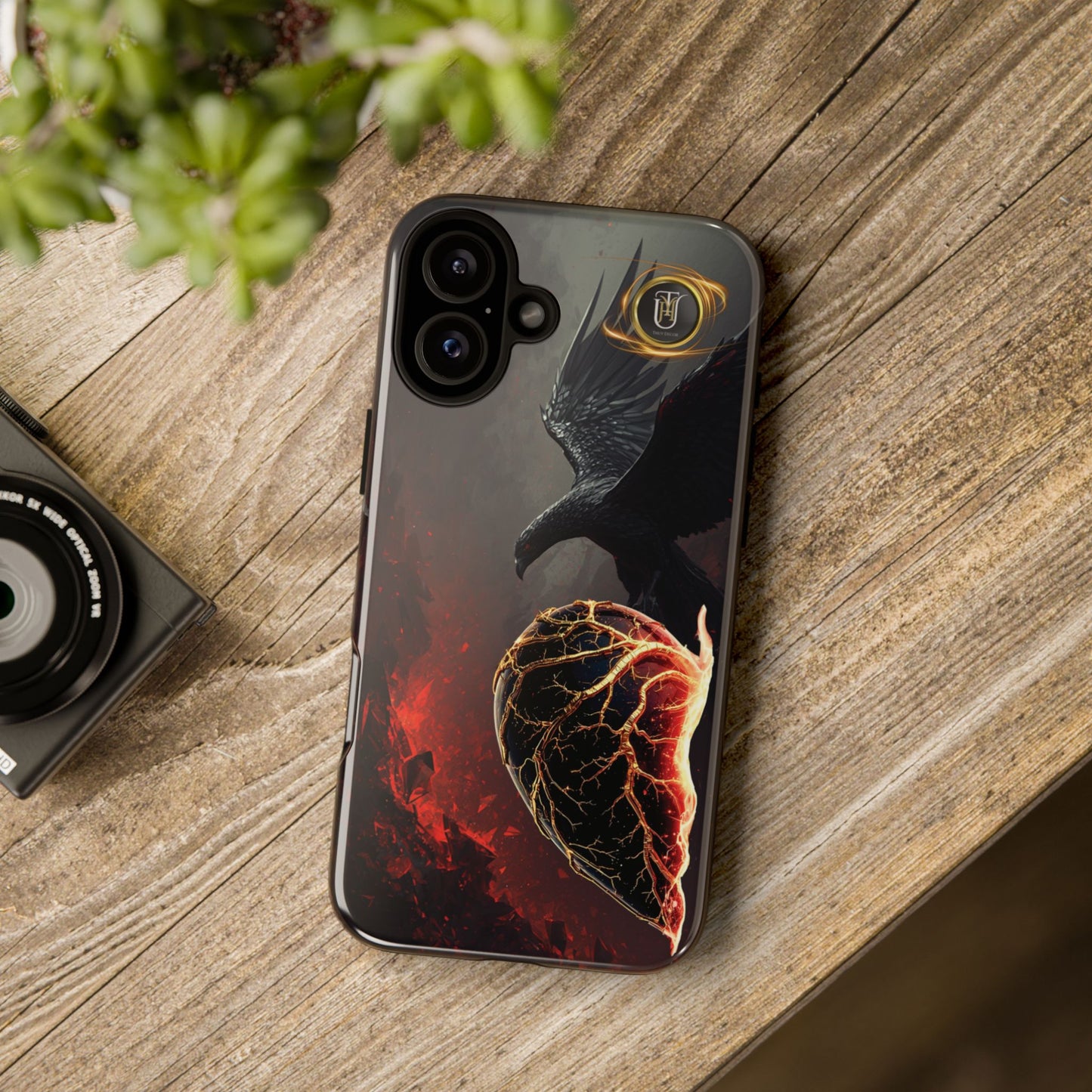 Couples Phone Case — Black Phoenix & White Dragon Heart Design (For Him)
