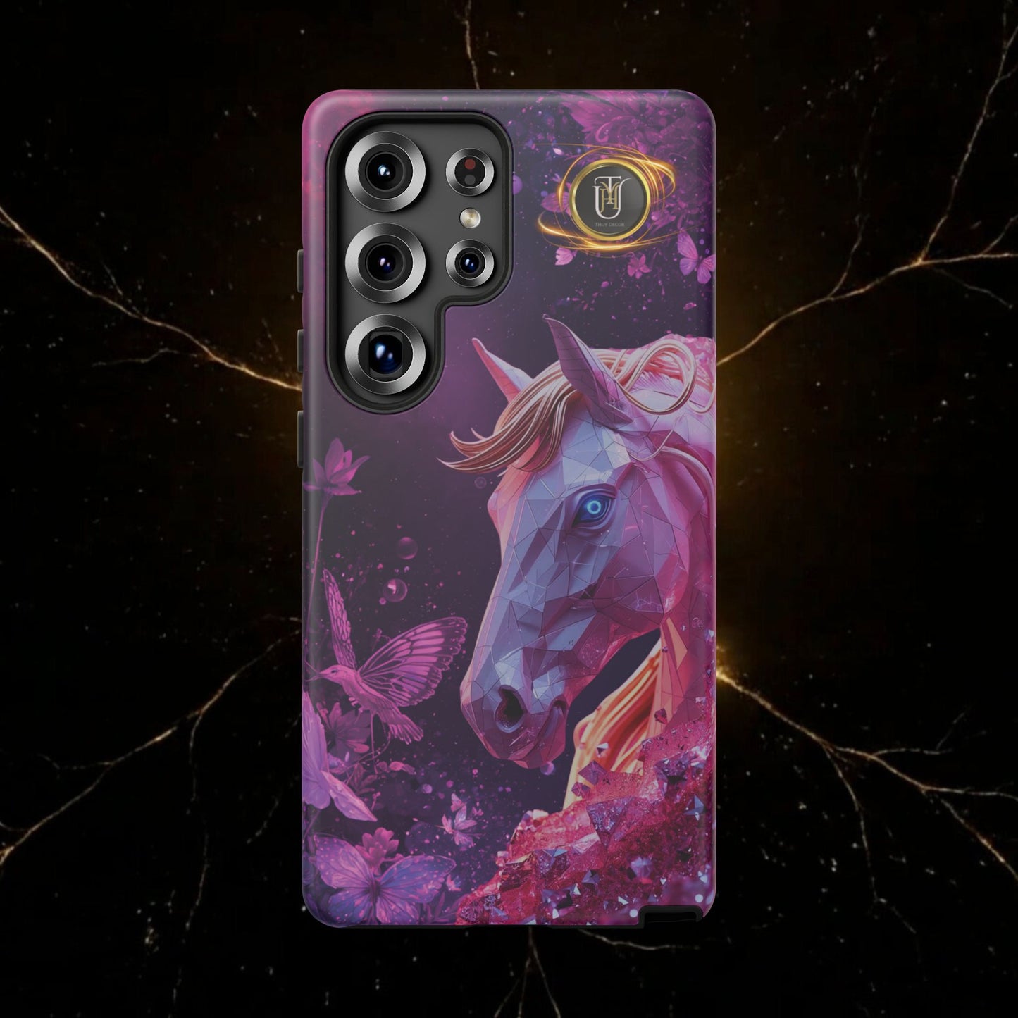 Quantum Pink Lunar Diamond Horse Tough Case — 2026 Pink Horse Phone Case