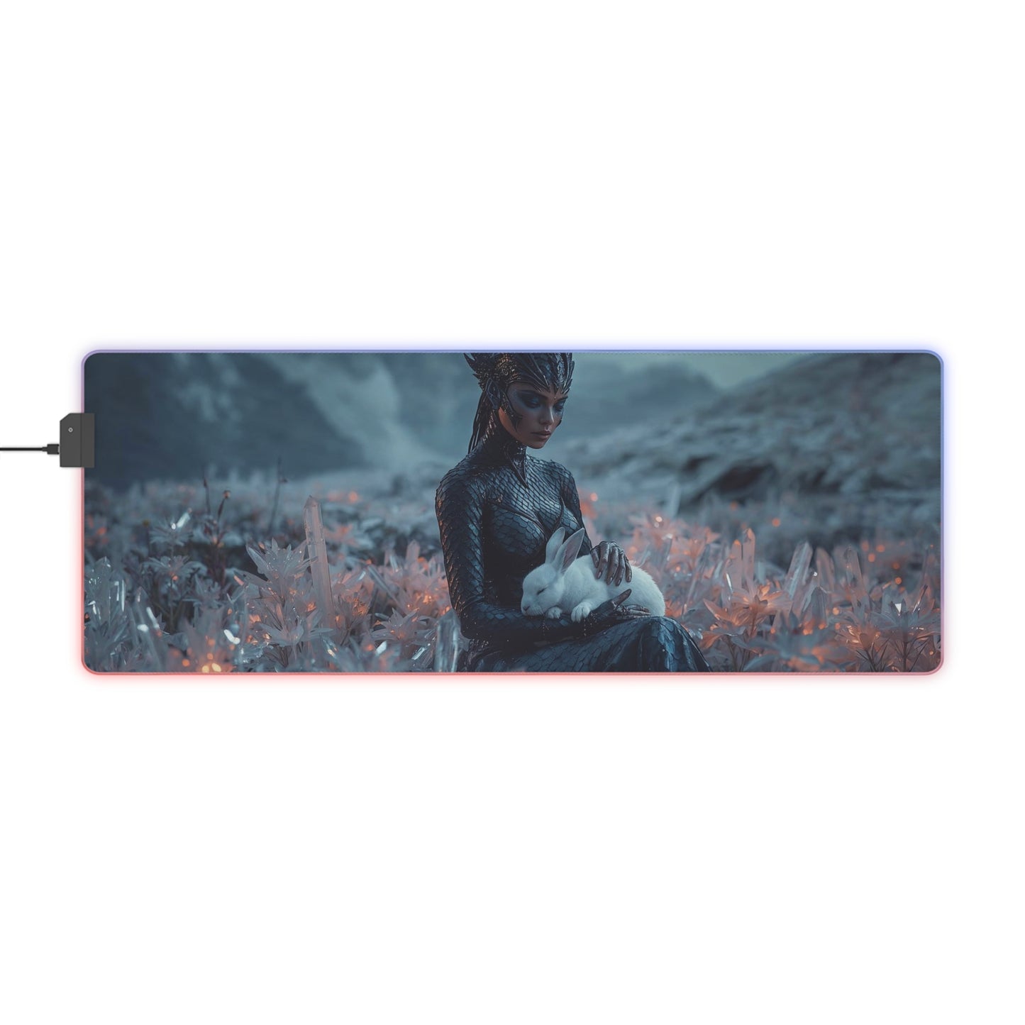 Lady Dragon & Rabbit Lunar Zodiac LED Gaming Mouse Pad — "Sleep My Friend"