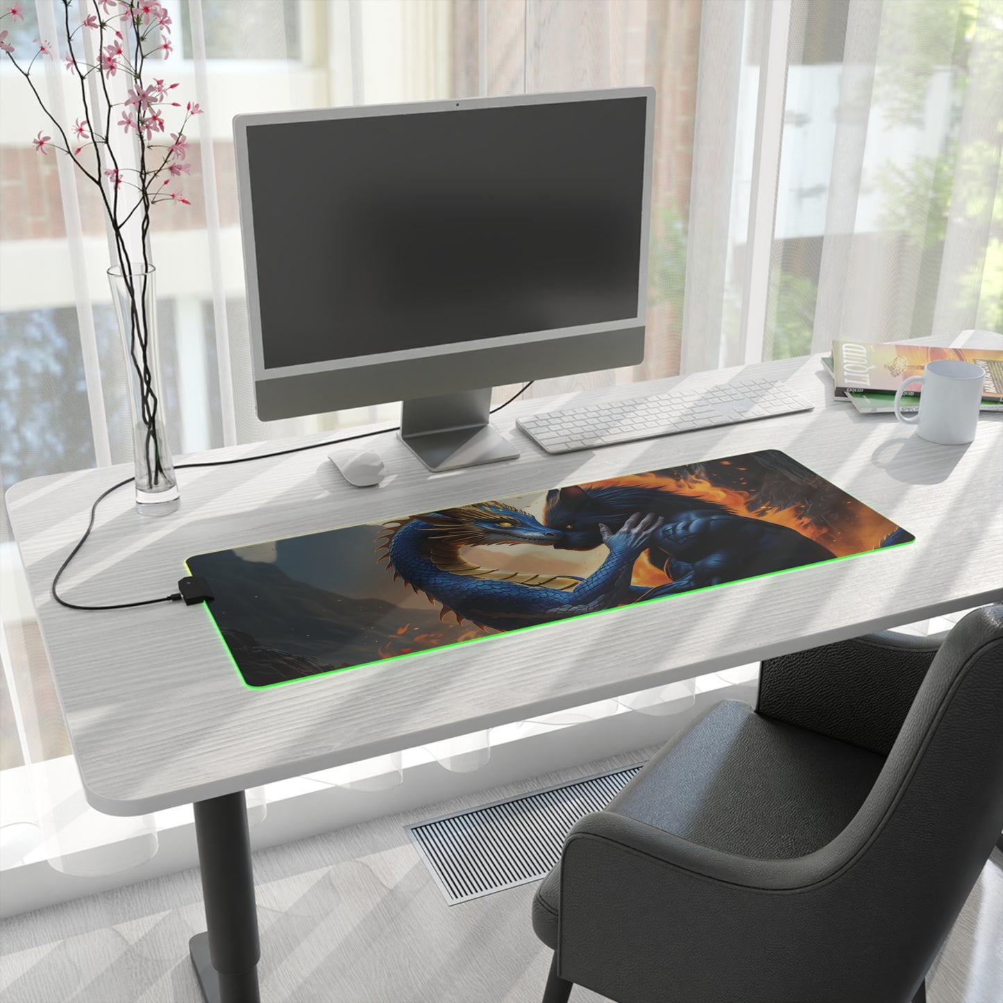 Lady Dragon & Rat Lunar Zodiacs Design LED Gaming Mouse Pad