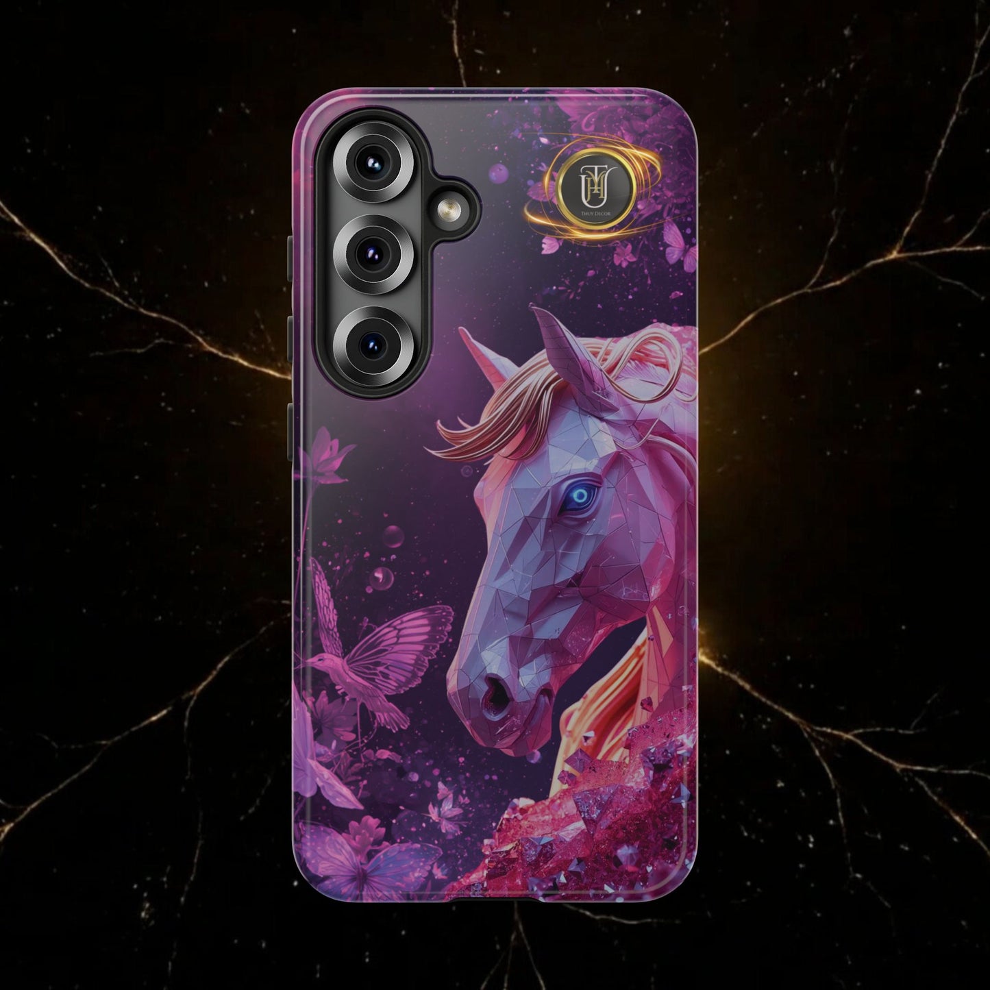 Quantum Pink Lunar Diamond Horse Tough Case — 2026 Pink Horse Phone Case
