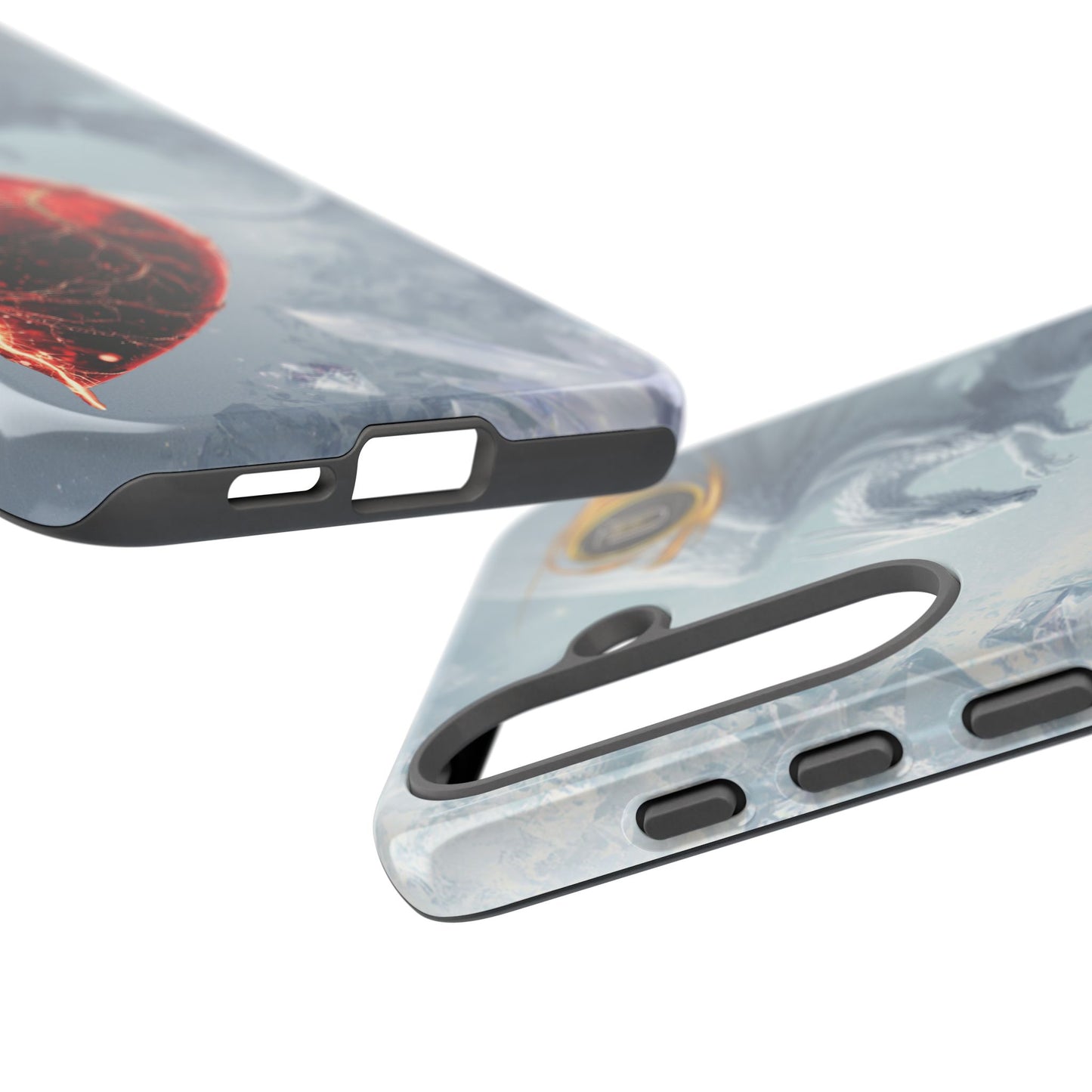 Couples Phone Case — Black Phoenix & White Dragon Heart Design (For Her))