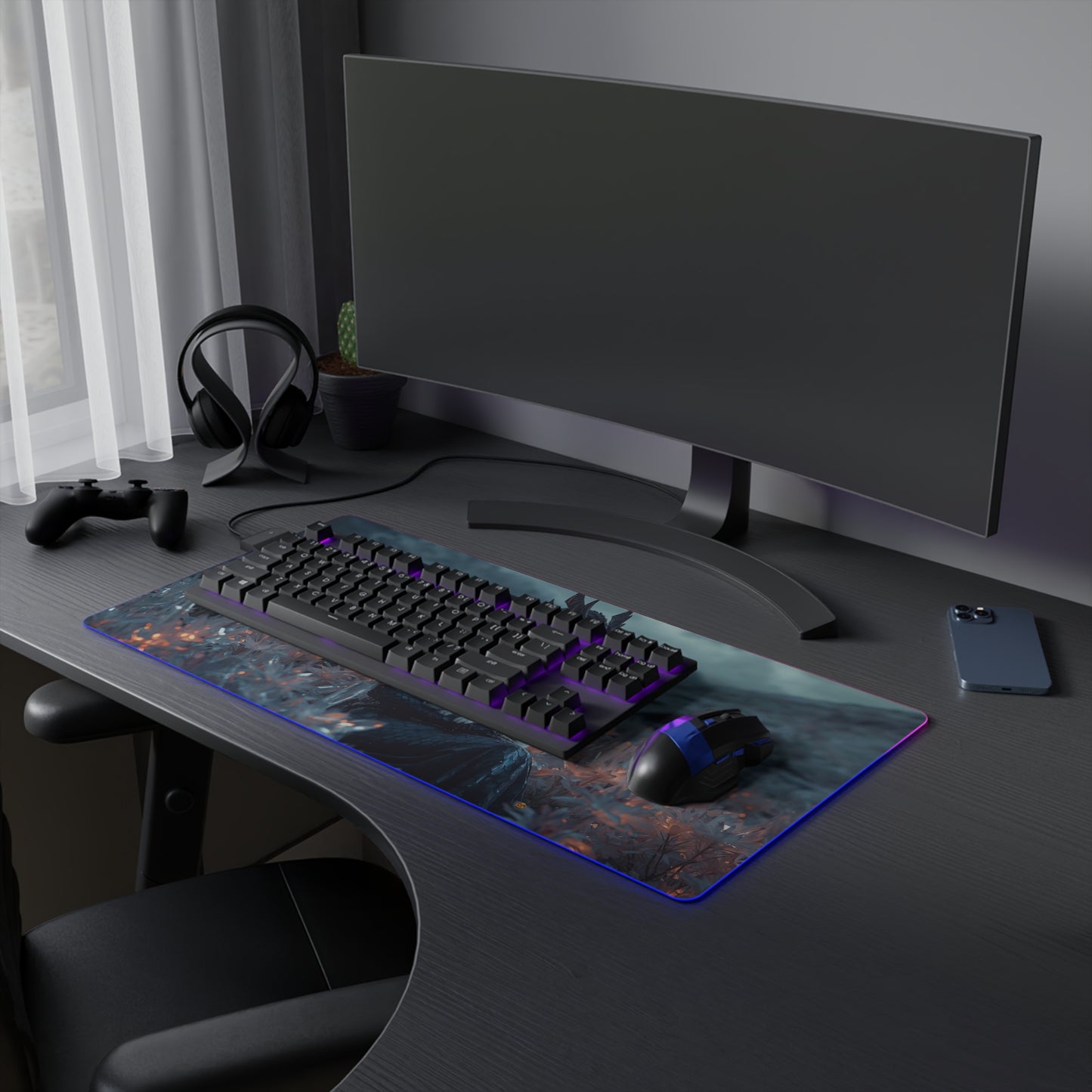 Lady Dragon & Rabbit Lunar Zodiac LED Gaming Mouse Pad — "Sleep My Friend"