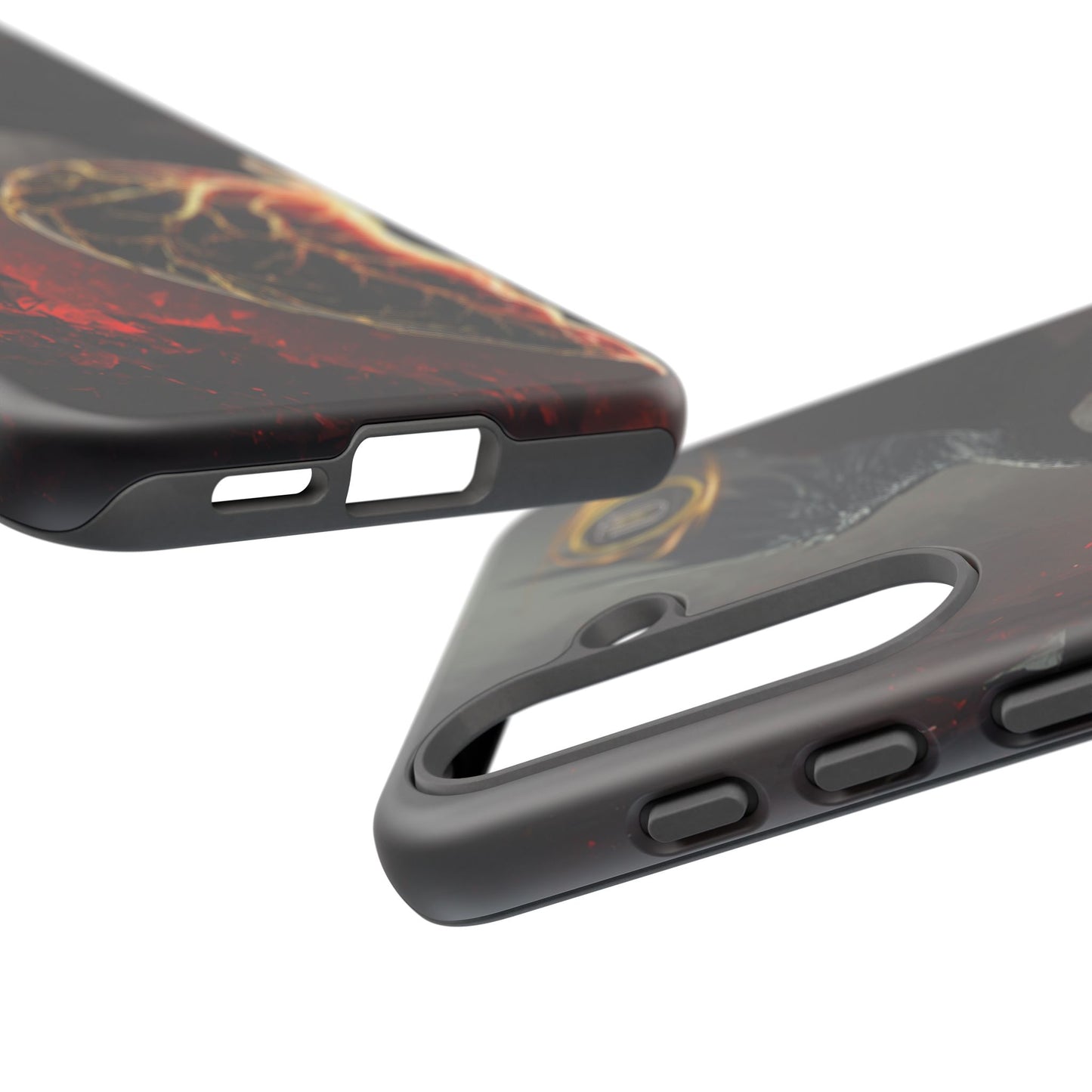 Couples Phone Case — Black Phoenix & White Dragon Heart Design (For Him)
